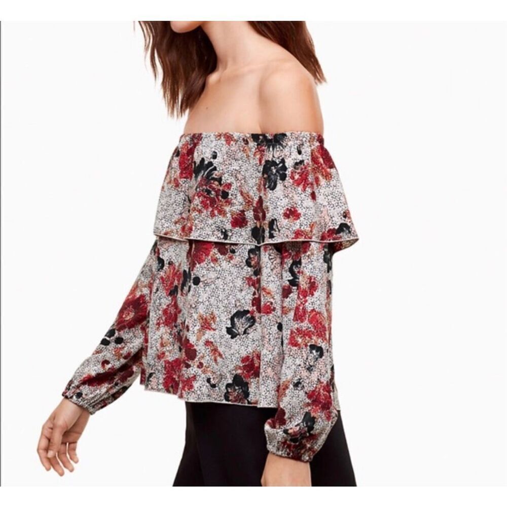 Wilfred Womens Multicolor Floral Morel Long Sleeve Off The Shoulder Blouse XS